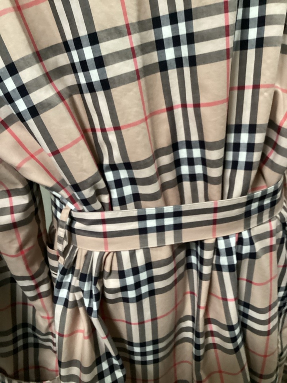 Plaid Cotton Robe in Beige - Classic Burberry  print 100 cotton - Picture 7 of 11